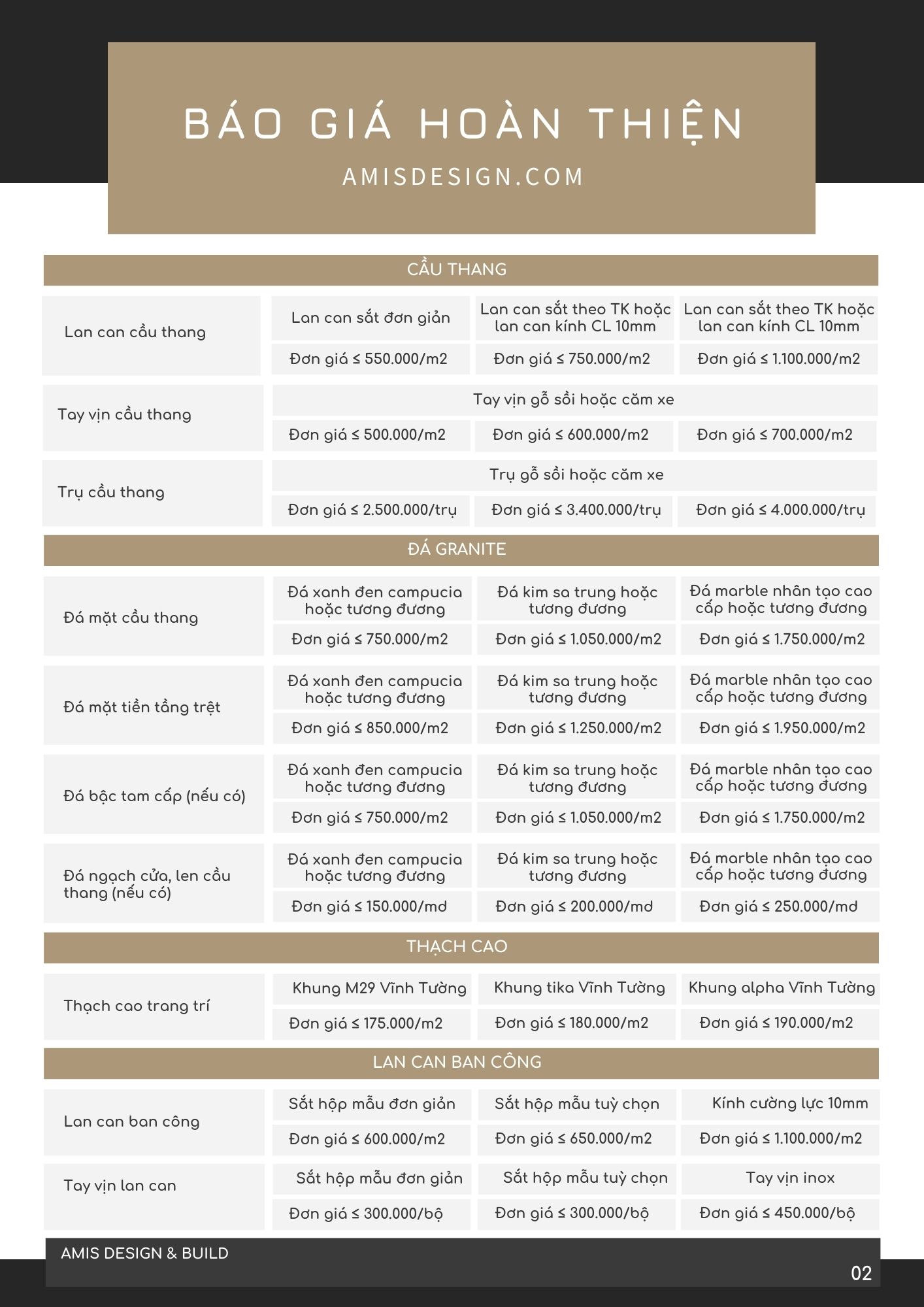 AMIS DESIGN - BÁO GIÁ THI CÔNG HOÀN THIỆN