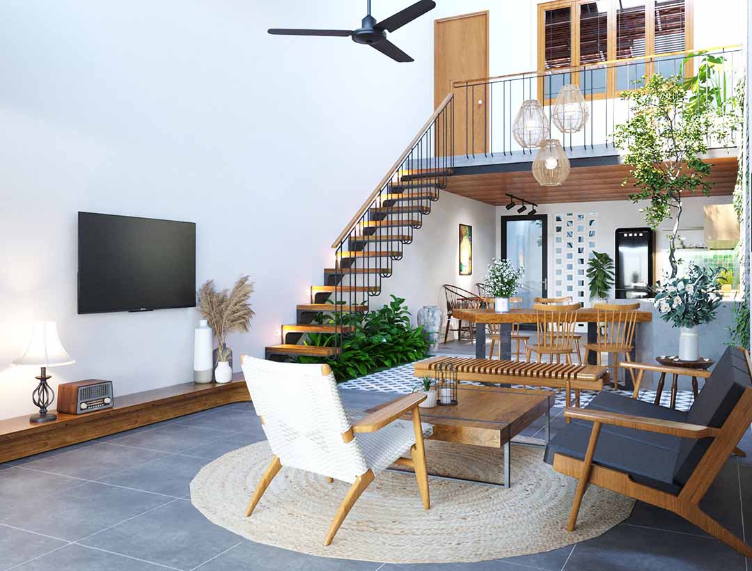 THIẾT KẾ NỘI THẤT NHÀ PHỐ 250M2 – LONG AN