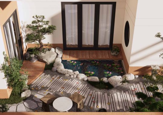THIẾT KẾ SÂN VƯỜN BIỆT THỰ SONG LẬP 200M2 – VILLA SWANBAY