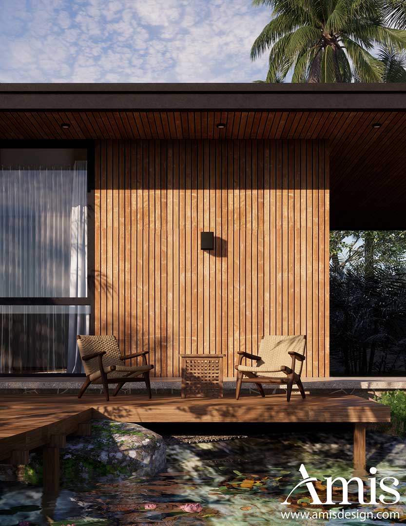 Gỗ tái chế được sử dụng trong một thiết kế biệt thự sân vườn | Amis Design