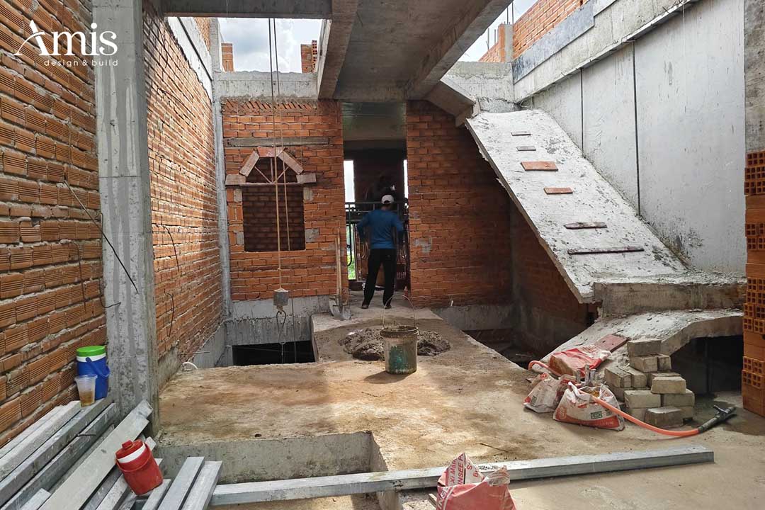 Xây tường nhà phố Dương Giày Home | Amis Design
