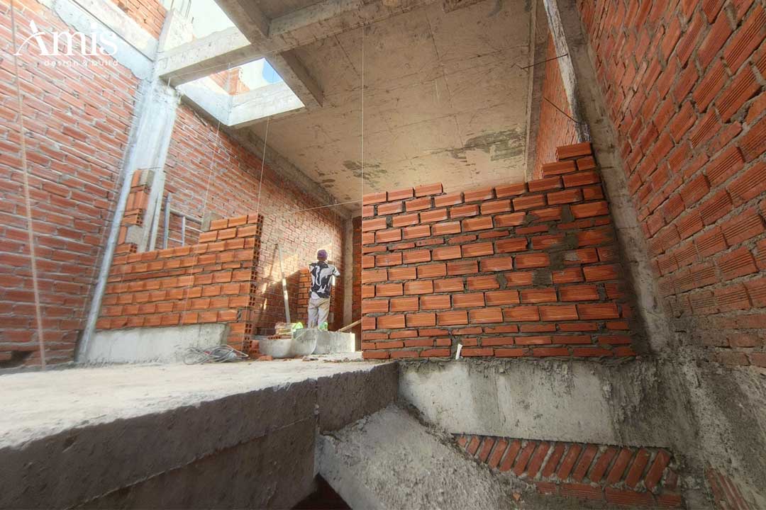 Xây tường nhà phố Dương Giày Home | Amis Design