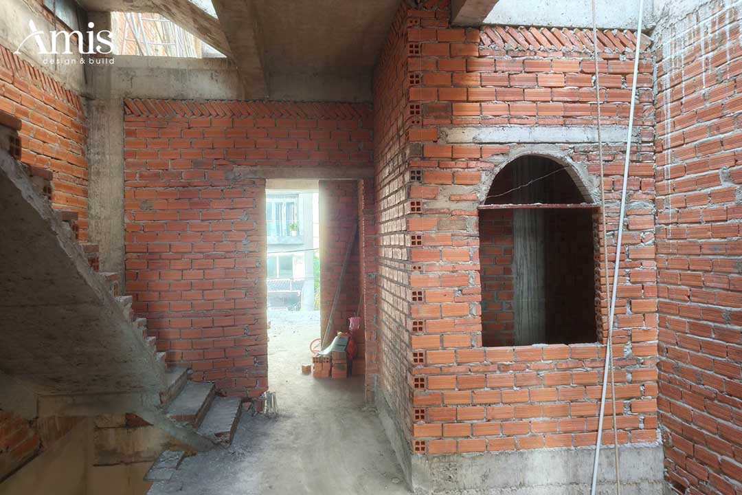 Xây tường nhà phố Dương Giày Home | Amis Design